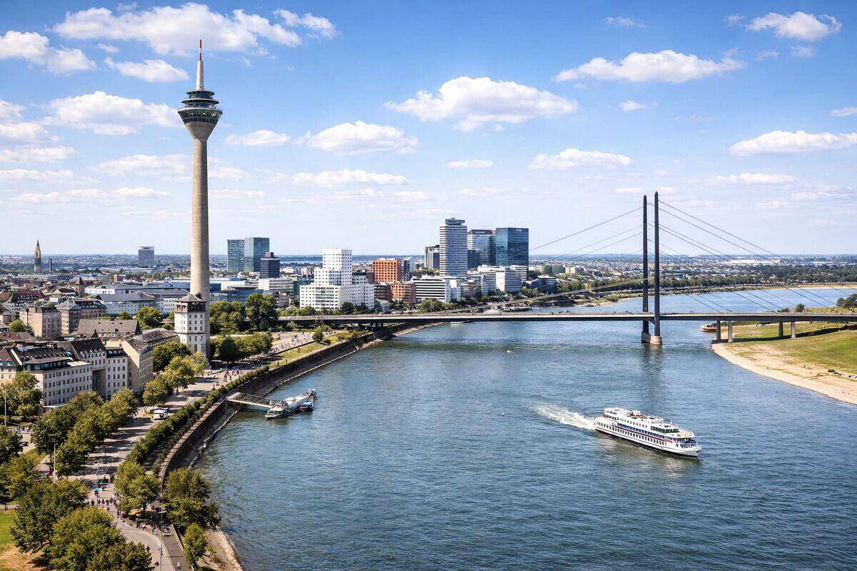 Stadtansicht von Düsseldorf im Rheinland – hier kaufen wir Autos mit Getriebeschaden an